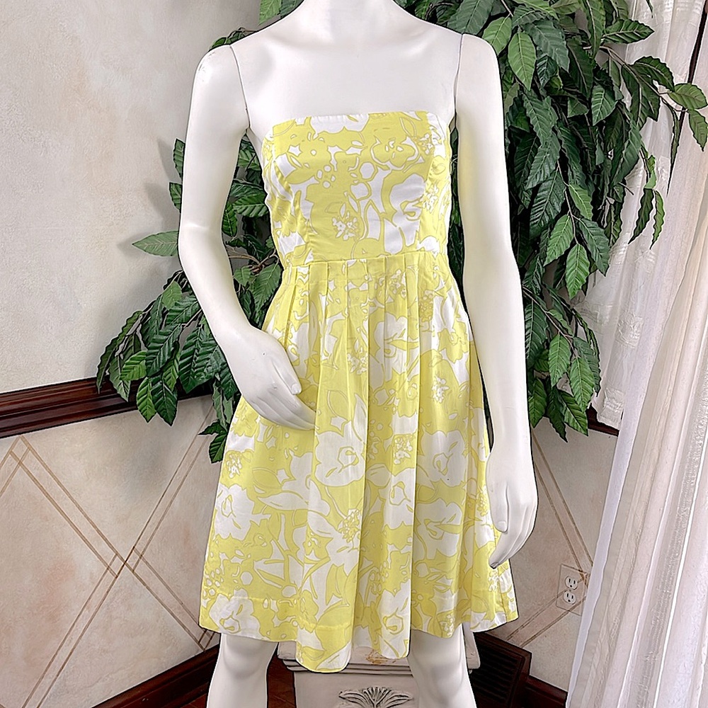 THE LIMITED STRAPLESS YELLOW FLORAL DRESS